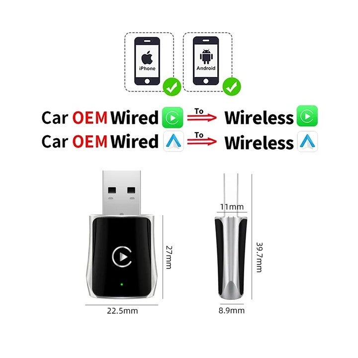 Bluejw EKIY Mini 2-in-1 Wireless CarPlay & Android Auto Adapter - USB Dongle for Wired to Wireless Car Conversion - Plug & Play Automobile Charger Alternative - Image 1